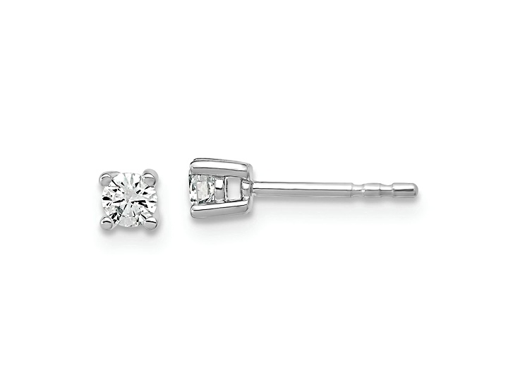 Rhodium Over 10k White Gold 2.9mm Round 4-Prong 0.186ctw Diamond Stud Earrings