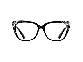 Black Crystal Square Frame Reading Glasses. Strength 2.50