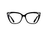 Black Crystal Square Frame Reading Glasses. Strength 2.50