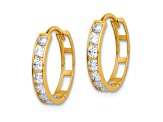 14k Yellow Gold Cubic Zirconia 9/16" Hinged Hoop Earrings