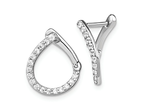 Rhodium Over 14K White Gold Lab Grown Diamond SI1/SI2, G H I, Fancy Twist Hoop Earrings