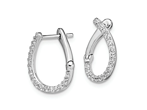 Rhodium Over 14K White Gold Lab Grown Diamond SI1/SI2, G H I, Fancy Twist Hoop Earrings