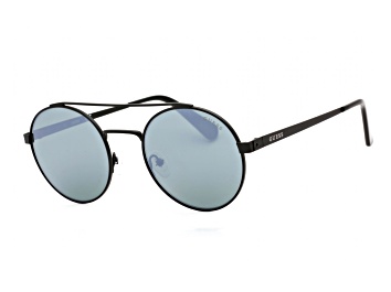 Picture of Guess Matte Black Round Frame / Green Mirrored Lenses Sunglasses