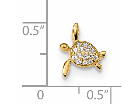 Turtle Chain 14K Yellow Gold Childrens Cubic Zirconia Sea Turtle Chain Slide Pendant ...