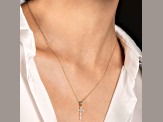 White Cubic Zirconia 14k Yellow Gold Cross Pendant With Chain 0.30ctw