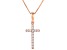 White Cubic Zirconia 14k Rose Gold Cross Pendant With Chain 0.30ctw