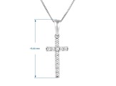 White Cubic Zirconia 14k White Gold Cross Pendant With Chain 0.30ctw