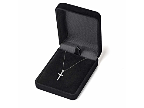 White Cubic Zirconia 14k White Gold Cross Pendant With Chain 0.30ctw