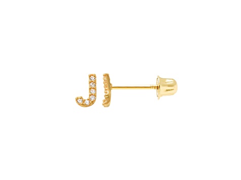 14k Yellow Gold Initial Earrings -J