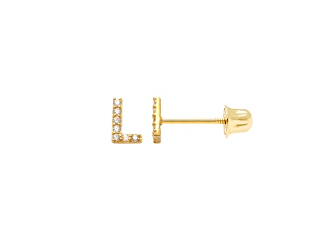 14k Yellow Gold Initial Earrings -L