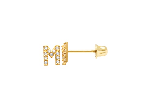 14k Yellow Gold Initial Earrings -M