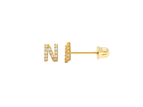 14k Yellow Gold Initial Earrings -N