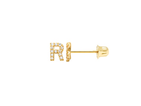 14k Yellow Gold Initial Earrings -R