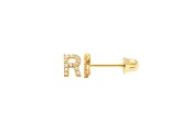 14k Yellow Gold Initial Earrings -R