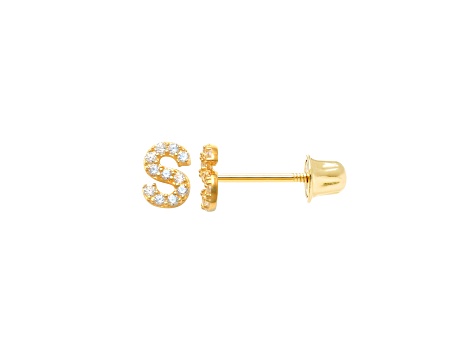 14k Yellow Gold Initial Earrings -S