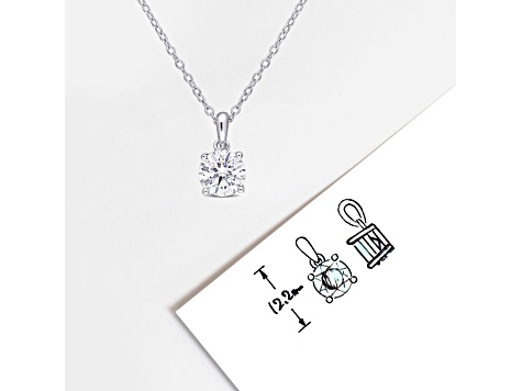 1 CT DEW Created Moissanite Solitaire Pendant With Chain in Sterling Silver