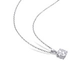 1 CT DEW Created Moissanite Solitaire Pendant With Chain in Sterling Silver