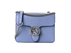 Gucci Icon GG Interlocking Mineral Blue Calf Leather Crossbody Bag
