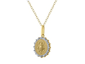 1/4Carat Medallion Beetle Pendant in Silver with 18K Yellow Gold Plating
