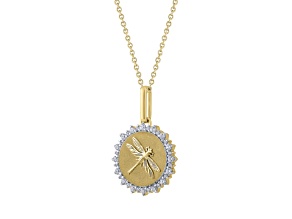 1/4Carat Medallion DragonFly Pendant in Silver with 18K Yellow Gold Plating