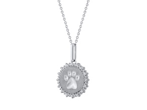 1/4Carat Medallion Paw Print Pendant in 925 Sterling Silver