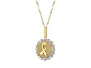 1/4Carat Medallion Ribbon Pendant in Silver with 18K Yellow Gold Plating
