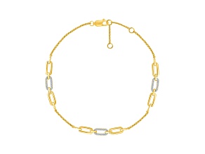 White Diamond 14K Yellow Gold Over Sterling Silver Paperclip Bracelet 0.20ctw