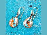 Barse Jewelry Blended Turquoise and Spiny Oyster Shell Gold Tone Dangle Earrings