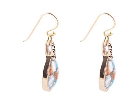 Barse Jewelry Blended Turquoise and Spiny Oyster Shell Gold Tone Dangle Earrings