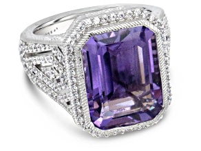 Judith Ripka 6.67ct Amethyst And 1.19ctw Bella Luce Rhodium Over Sterling Silver Ring