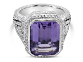 Judith Ripka 6.67ct Amethyst And 1.19ctw Bella Luce Rhodium Over Sterling Silver Ring