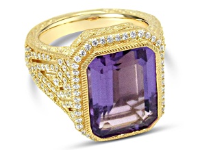 Judith Ripka 6.67ct Amethyst And 1.19ctw Bella Luce 14k Gold Clad Ring