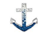 Rhodium Over Sterling Silver Polished Crystal Anchor Chain Slide