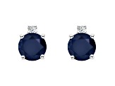 4mm Round Sapphire with Diamond Accents 14k White Gold Stud Earrings