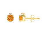 4mm Round Citrine with Diamond Accents 14k Yellow Gold Stud Earrings