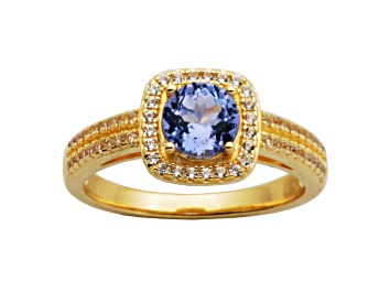 Picture of Tanzanite And White Lab Created Sapphire 18k Yellow Gold Over Sterling Silver Ring 1.13ctw