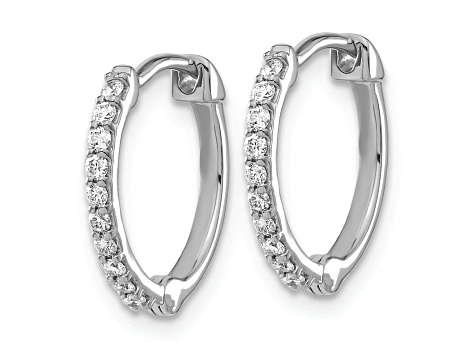 Rhodium Over 14K White Gold Lab Grown Diamond Hoop Earrings