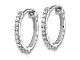 Rhodium Over 14K White Gold Lab Grown Diamond Hoop Earrings