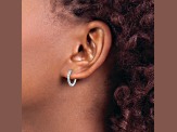 Rhodium Over 14K White Gold Lab Grown Diamond Hoop Earrings
