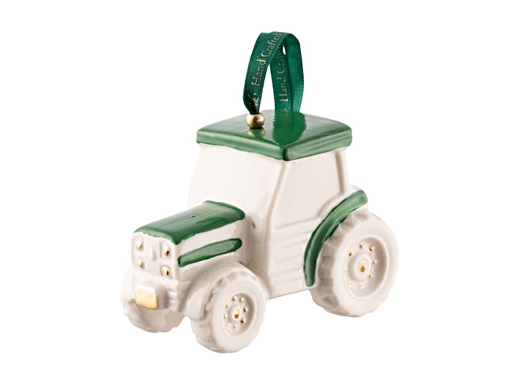 Belleek Tractor Hanging Ornament - Green