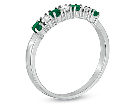 0.37ctw Emerald and Diamond Band Ring in 14k White Gold
