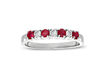 Picture of 0.37ctw Ruby and Diamond Band Ring in 14k White Gold