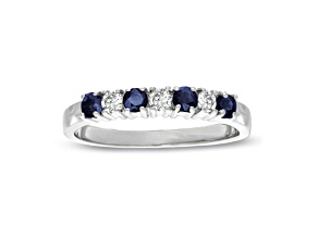 0.37ctw Sapphire and Diamond Band Ring in 14k White Gold