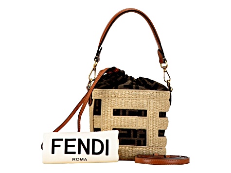 FENDI Step Out Bucket Bag Mini Canvas and Leather Zucca FF