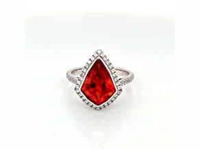 6.65 Cts Rhodochrosite and 0.45 Cts White Diamond Ring in 14K WG