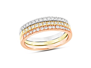 Picture of 0.45ctw Diamond Stackable Band Ring Set of 3 in 14k Tri Color Gold