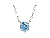 Blue Lab-Grown Diamond 14k White Gold Solitaire Necklace 0.75ctw