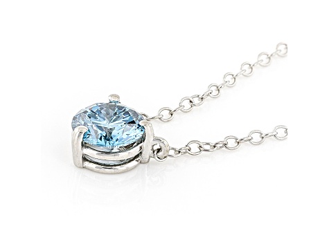 Blue Lab-Grown Diamond 14k White Gold Solitaire Necklace 0.75ctw