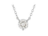 White Lab-Grown Diamond 14k White Gold Solitaire Necklace 0.75ctw