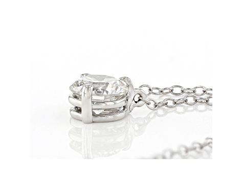 White Lab-Grown Diamond 14k White Gold Solitaire Necklace 0.75ctw